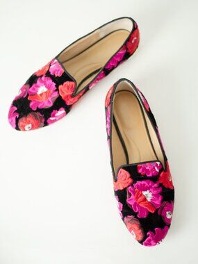 Talbots Ryan Velvet Loafer Floral Print Maximalist Flat Sz 10